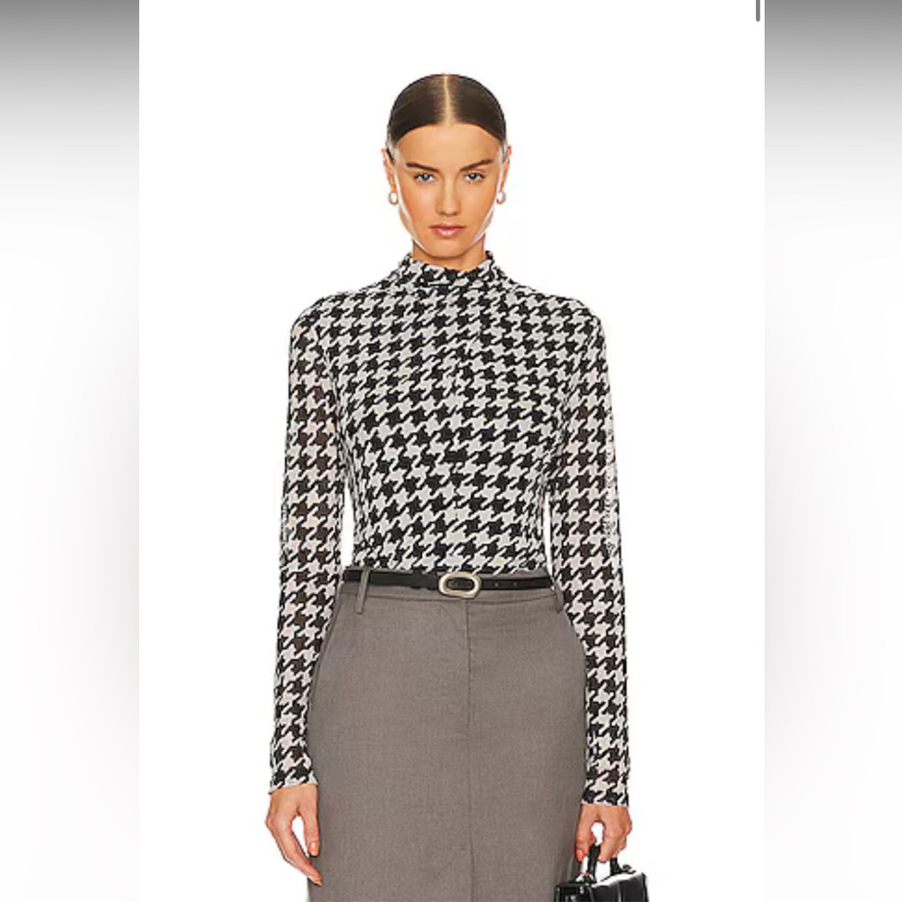 Sanctuary Black and White Houndstooth Top